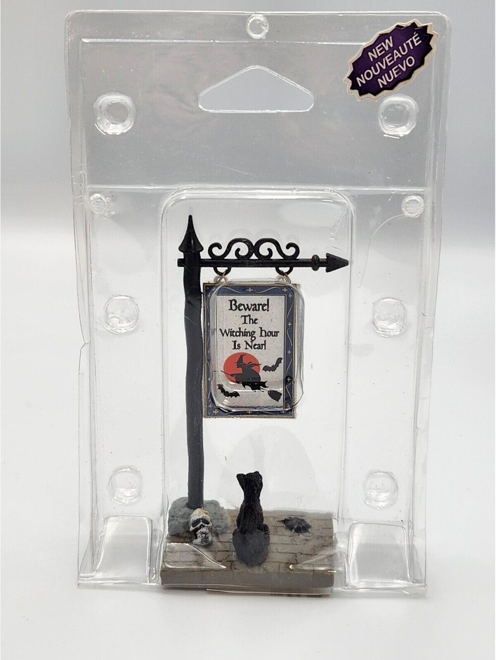 Michael's Halloween Witching Hour Sign Figurine Black Cat Skull Bats Decor Q6